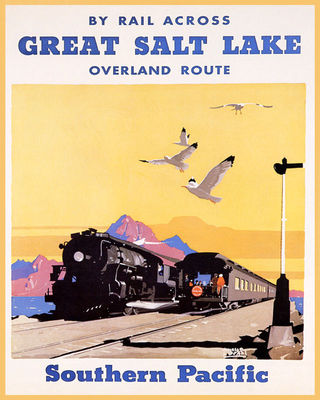 POSTER GREAT SALT LAKE OVERLAND ROUTE USA TRAIN TRAVEL VINTAGE REPRO FREE S/H