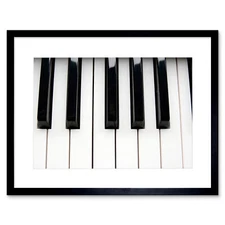 Piano Keys Black White Close Up Music Picture Framed Wall Art Print