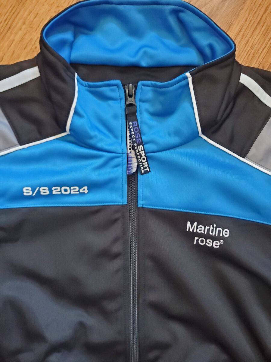 Martine Rose Shrunken Track Jacket Black / Blue / Grey Sz Martine Rose Shrunken Track Jacket Black / Blue / Grey Sz