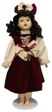 Vintage 1995 Sarah Jane 16” Porcelain Doll in Red Velvet Dress No Socks No Shoes