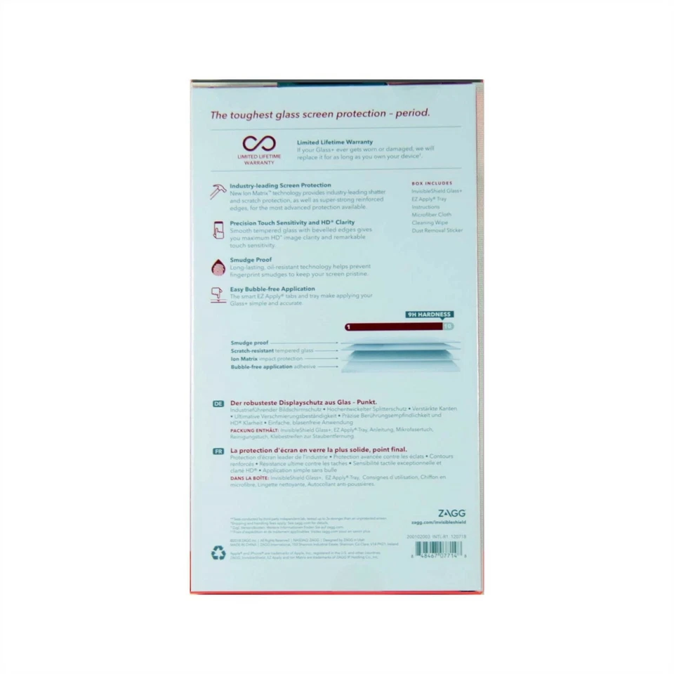 ZAGG SCREEN PROTECTOR FR IPHONE XR INVISIBLE SHIELD GLASS+ HD CLARITY 200102003 - Image 2 of 2