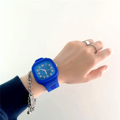 Blue Stylish Waterproof Digital Watch Silicone Strap Long-Lasting Battery