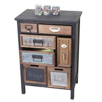 Kommode HWC-A43, Apotheker-Schrank, 78X55X35Cm Tanne Holz Massiv Patchwork