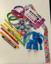 Lot of My Little Pony Collectible Items: Markers, Bracelets, Ribbon, Stamps