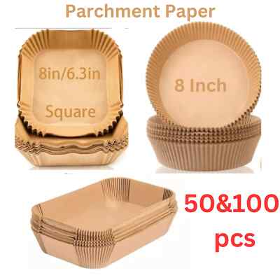 100 Stück Einweg Papier Liner Quadratisch, Backpapier für Air Fryer Antihaft-
