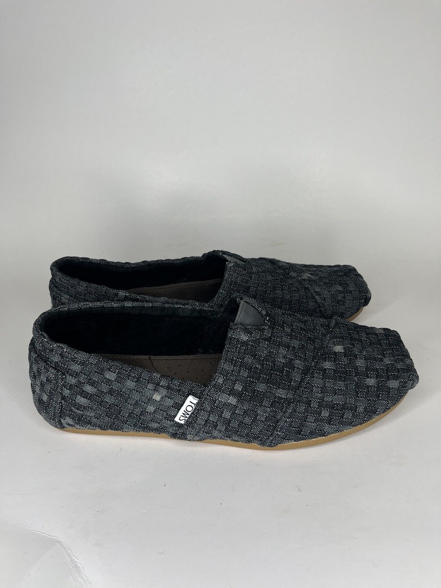 Toms Shoes Slip Ons Men Size 9.5 Black Gray Woven Textile  display picture 3