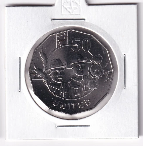 AUSTRALIA:  2018  50 CENT UNC COIN  UNITED 100 YEARS OF ANZAC #PL1023