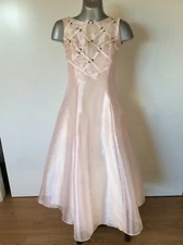 Vintage Aspeed USA pink organza & satin cocktail party evening dress - size 10