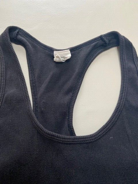 girl black cotton top tee tank shirt size S P school beach sports party summer 