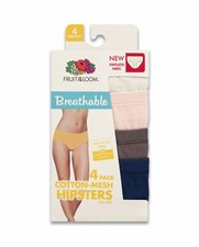 Fruit of the Loom  Women's Breathable Cotton-Mesh Hipsters, 4-Pack "Cool  Dry"