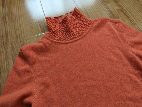 Salmon Pink Orange So Soft 100% Cashmere Turtleneck Mock High Neck Sweater M S - Picture 5 of 15