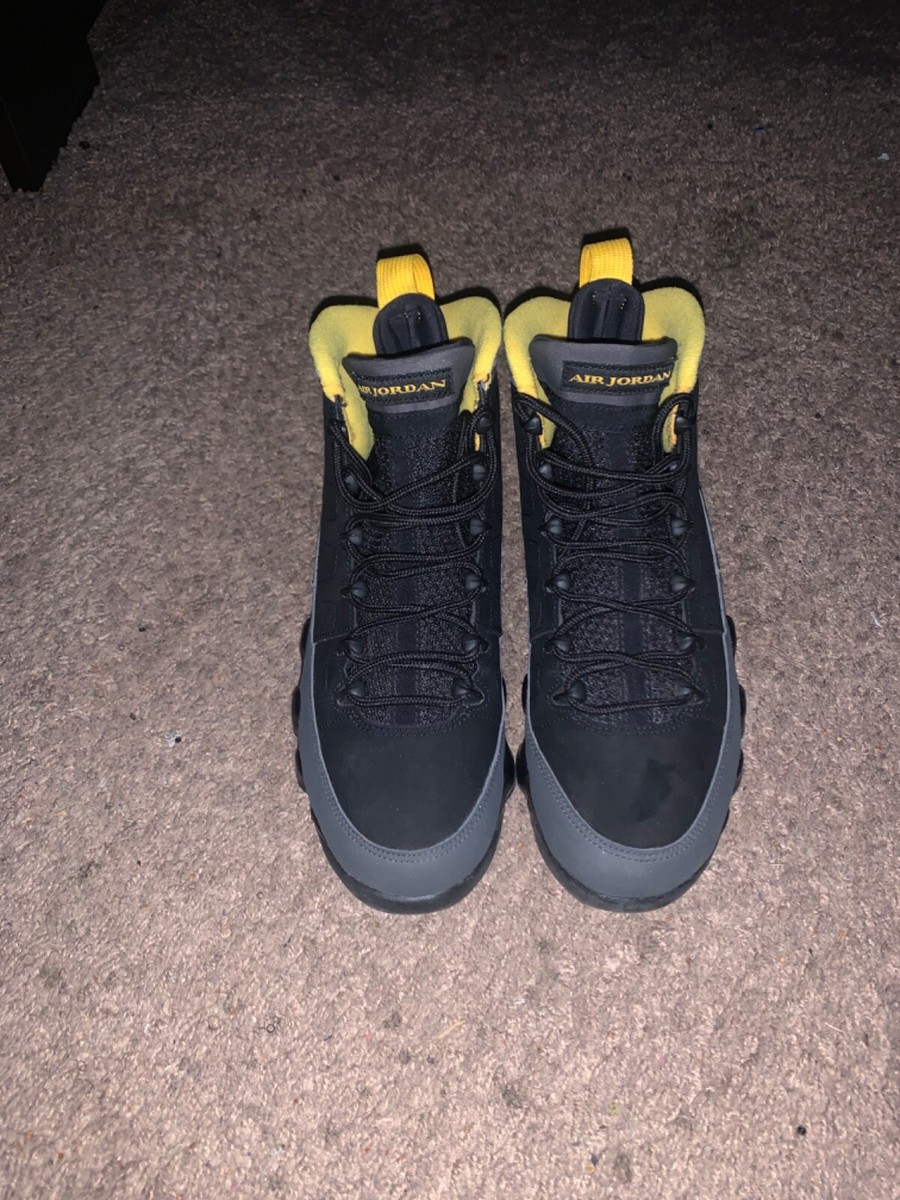 black and yellow jordans 9
