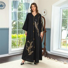 Eid Ramadan Muslim Women Abaya Long Maxi Dress Beads Dress Loose Caftan Islamic