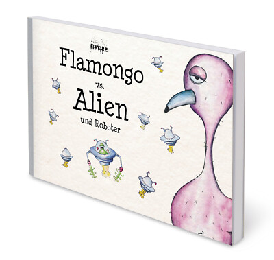 FLAMONGO vs. ALIEN und ROBOTER  - by FENETRE Comic Comicbuch Graphic Novel ART