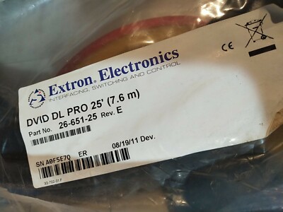 5 new Extron electronics DVID DL Pro 25 26-651-25 dual link DVI cable 50ft 25ft
