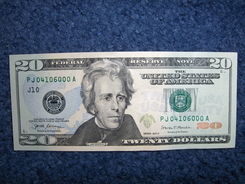 U.S. TWENTY DOLLAR NOTE WITH COOL LOW 5-OF-A-KIND SERIAL NUMBER! *FREE SHIPPING* - Picture 3 of 6