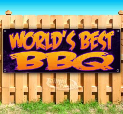 WORLD'S BEST BBQ Advertising Vinyl Banner Flag Sign Many Sizes USA BARBECUE