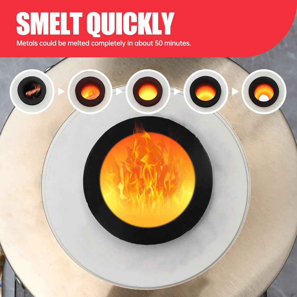 TOAUTO 3KG Electric Melting Furnace Metal Gold Silver Copper Smelter Crucible UK - Image 3 of 4