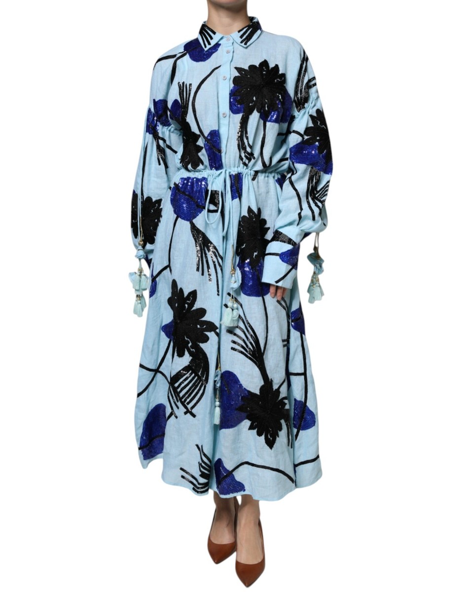 Christianpellizzari クリスチャン・ペリザーリ CHRISTIAN PELLIZZARI Dress Light Blue Floral Embellished Shirt