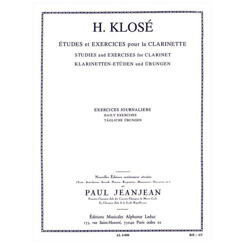 Klosé Exercises Journaliers Etudes et exercises pour la clarinette