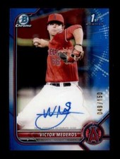 VICTOR MEDEROS 2022 BOWMAN CHROME ROOKIE BLUE REFRACTOR AUTO RC #049/150 BF3499