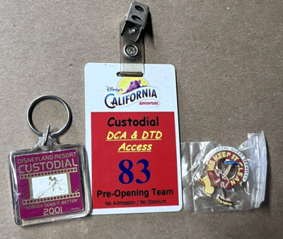 #ad Disney Disneyland Custodial Keychain Keep Clean Pin California Adventure Badge $120.00
