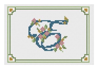 Florashell Kreuzstich Stickset Alphabet Letter E, Zählung 14