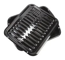 Whirlpool Roasting Pan Black Porcelain Broiler Rack Oven Accessory 16.75 x 12.75