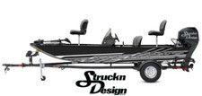 Angled Crossed White Gray Lines Black Graphic Wrap Boat Fish Decal US Vinyl