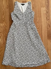 Banana Republic Black and White A Line V Neck Fully Lined Midi Dress 6 NWT NEW