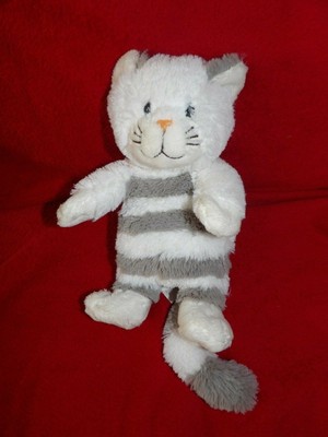Doudou Gipsy Peluche Chat Raye Blanc Et Gris 23 Cm Ebay