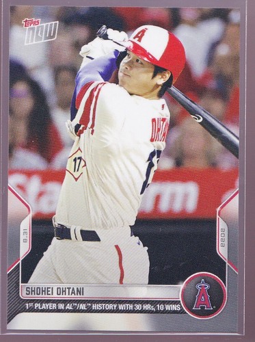 Shohei Ohtani Angels 2022 MLB Topps NOW Card #817 1st Player Ever 30 HRs 10 Wins