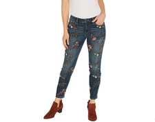 Laurie Felt - Classic Denim All-Over Embroidered Slim Leg Jeans - Denim Blue