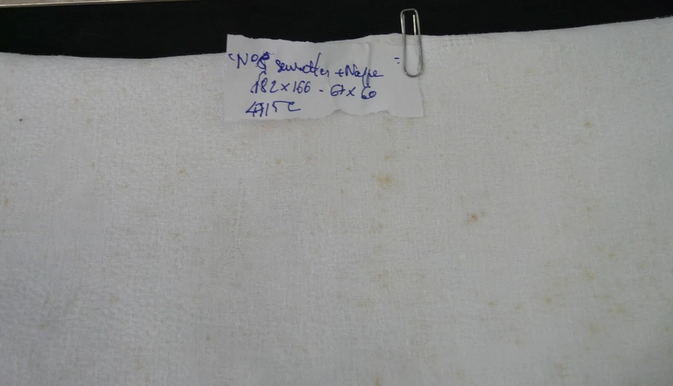 Nappe + 12 serviettes lin ancien brodé main lettres B.D bleues REF 4715C - Photo 3/4