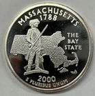 2000 Massachusetts Statehood Large Quarter .999 Fine Silver 1 Troy Ounce Coin