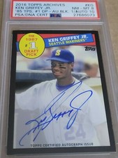 Ken Griffey Jr 2016 Topps Archives 85 Topps #1Draft Pick Black 1/1 PSA 8/10 auto