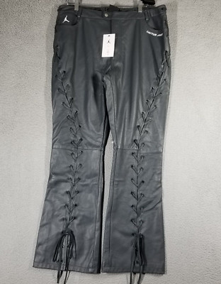 CACTUS JACK x AIR JORDAN Lace Up Leather Flare Leg Pants 36W size 16 DX6170-070