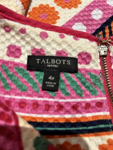 Talbots Dress Womens 4 Petite Multicolor Sleeveless Sheath Waffle Weave Zip - Bild 3 von 9