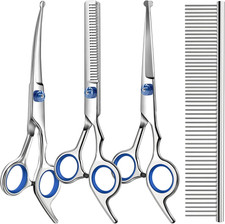 Professional 4 in 1 Dog  Cat Grooming Scissors Kit with Safety Round