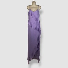 Emerald Sundae Juniors' Women's Purple Asymmetric Ruffle V-Neck Dress Size L