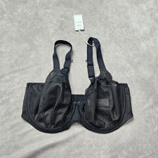 Elomi Charley Underwire Bra 36G Black Sheer Lace Supportive Lingerie