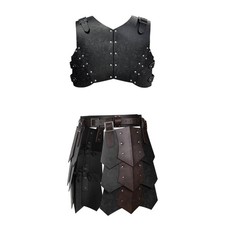 2 St&uuml;ck Lederschulterpanzer Schwarz Lederpauldron Verstellbar f&uuml;r Cosplay