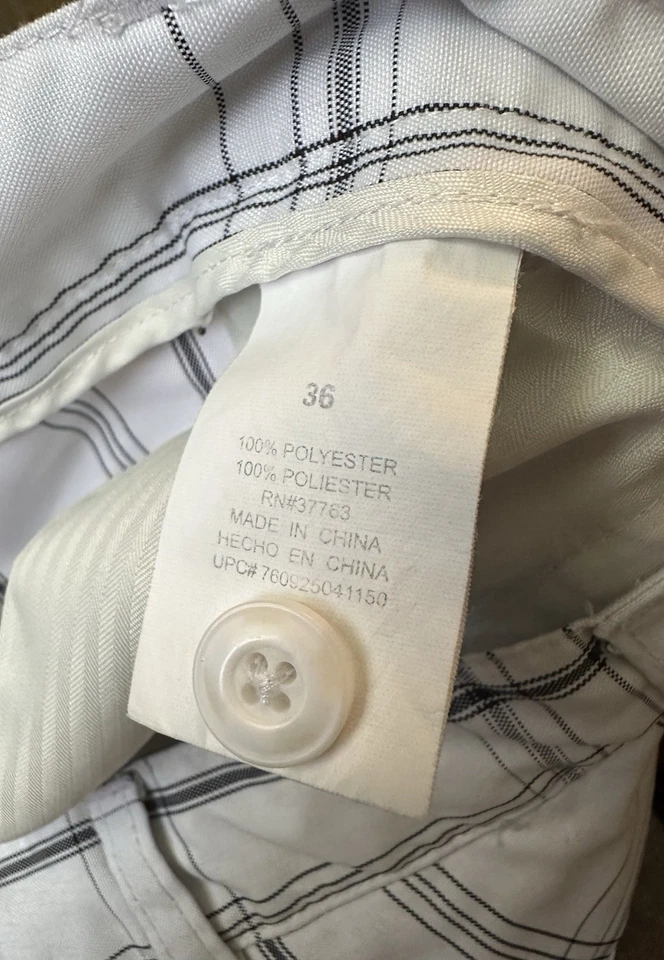 Pantalones cortos Champions Tour para hombre talla 36 blancos con cuadros negros ligeros Foto 4 de 4