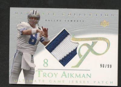 2003 Upper Deck Ultimate Collection Troy Aikman Game Jersey Patch /99 #GJP-TA