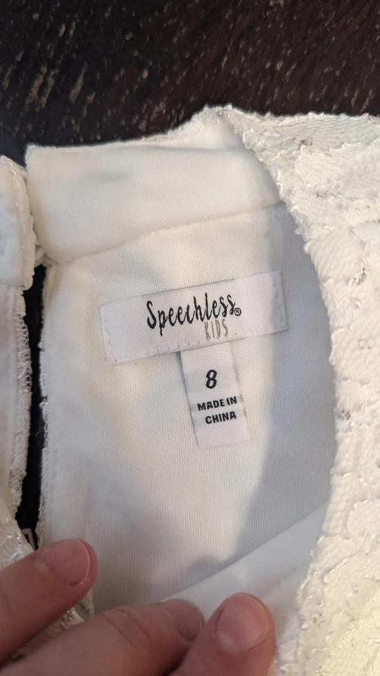 NWT Speechless girl White Lace Sparkle And Navy Tulle High Low Bottom Dress 8 - Image 4 of 4