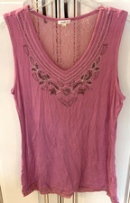 Canotta donna Studio Y grande pizzo paillettes impreziosita orlo pizzo