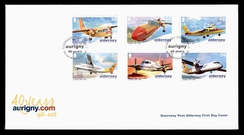 DR WHO 2008 ALDERNEY GUERNSEY FDC AURIGNY AVIATION ANIV COMBO w29655