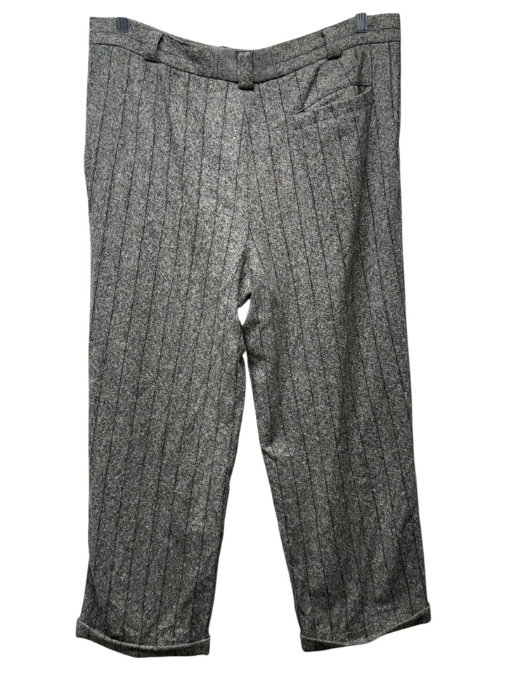 Vintage Gianni Versace Wool Cashmere Pleated Pants Italy Mens Sz 50 Gray Striped - Image 2 of 4