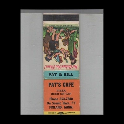 Matchbook Cover Pat's Cafe Finland, MN