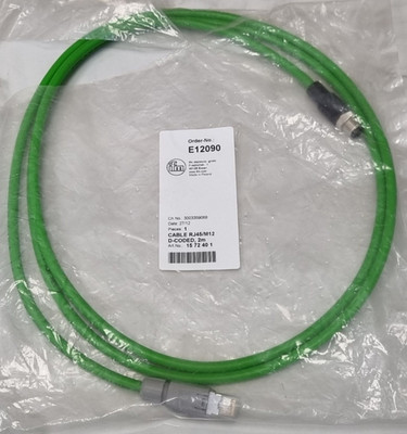 ifm E12090 Ethernet Verbindungskabel M12 D-kodiert RJ45 2m IP67 Industrial Green